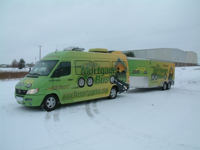Mortgage Bus · van and trailer