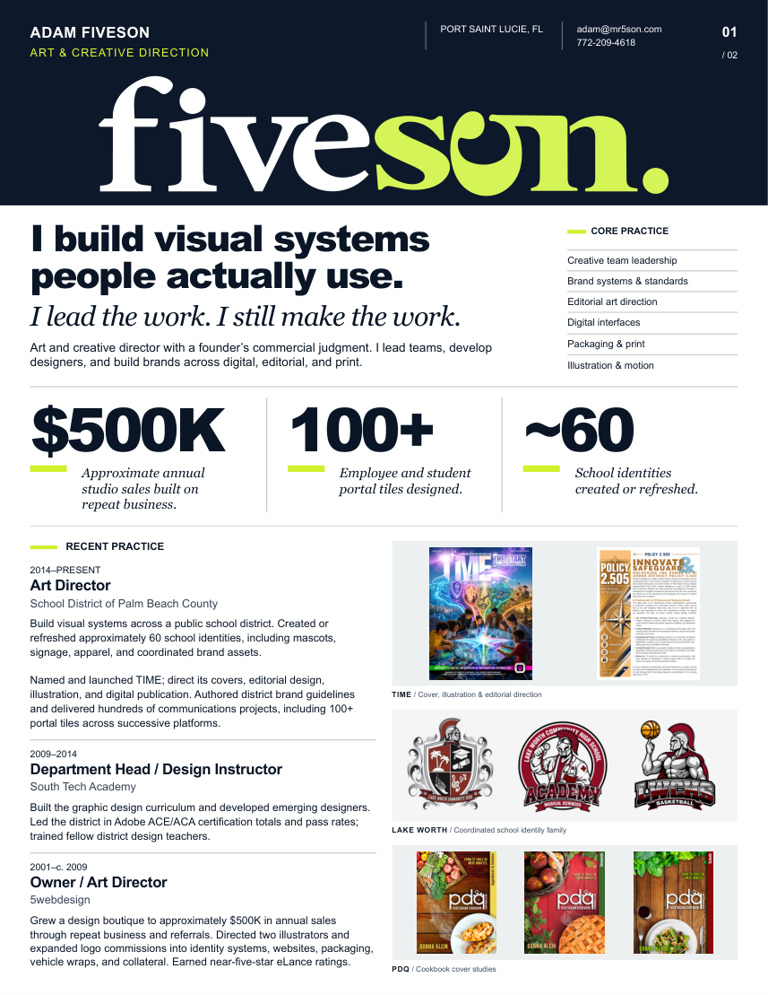 Art-directed portfolio résumé preview