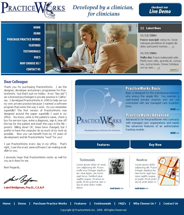 PracticeWorks — archived website design